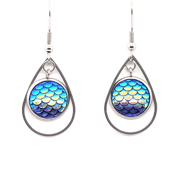Blue Mermaid Teardrop Earrings - Picture 1 of 5